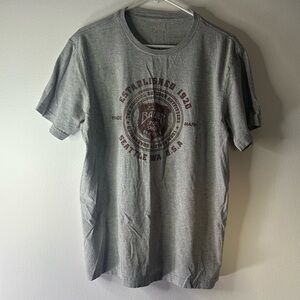 Men’s Gray and Red Eddie Bauer Tee Shirt Size Medium- (Established 1920)